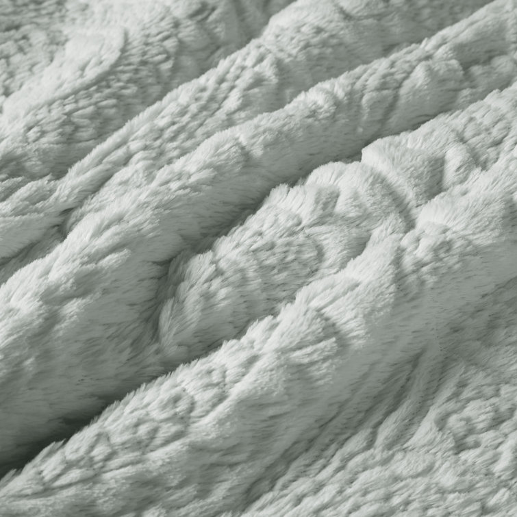 Ivory Twin Faux Fur Reversible Comforter Set