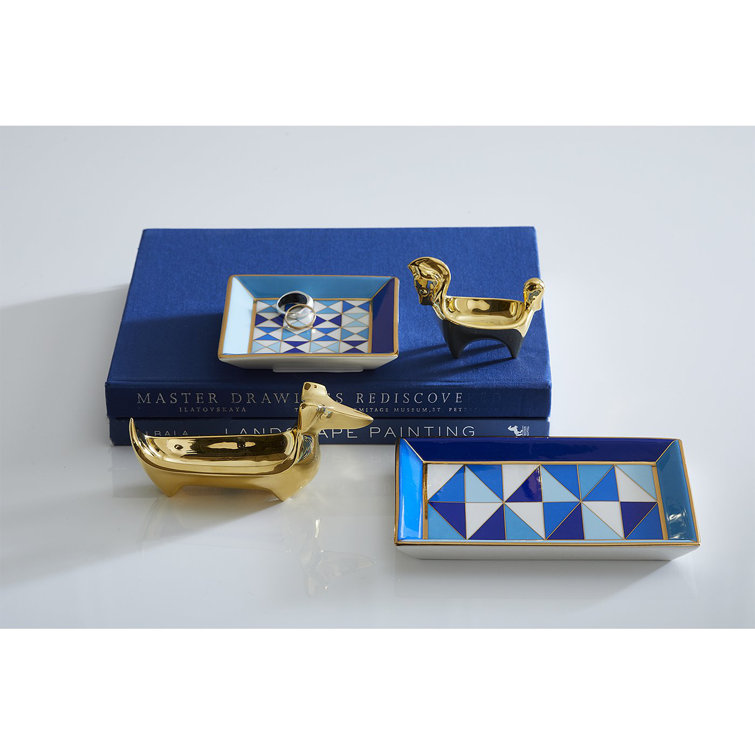 Sorrento Gold-Finish Rectangular Porcelain Hostess Tray