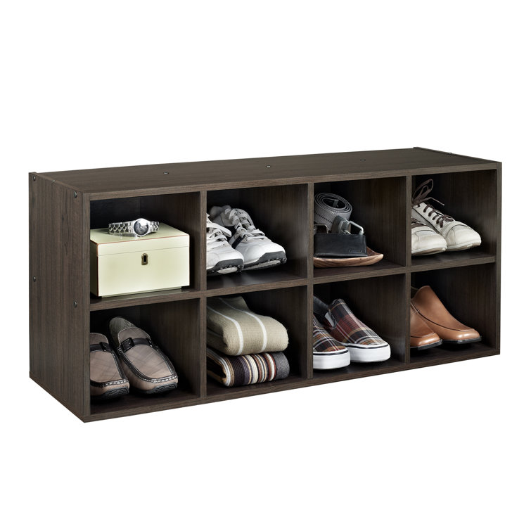 Espresso Stackable 8-Cubby Shoe Storage Organizer