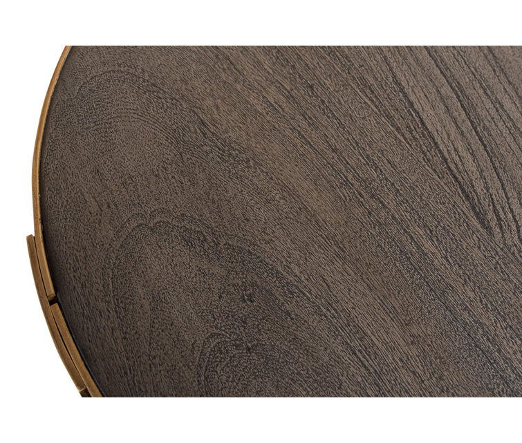 Gray Acacia and Brass Round Side Table