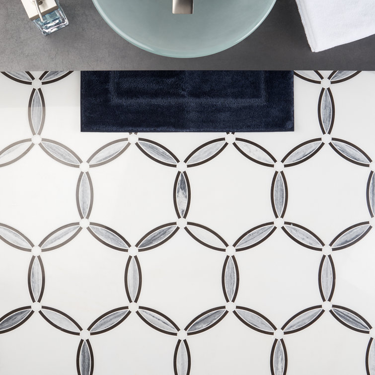 Bianco Polished Marble and Brass Mosaic Tile for Floor and Wall