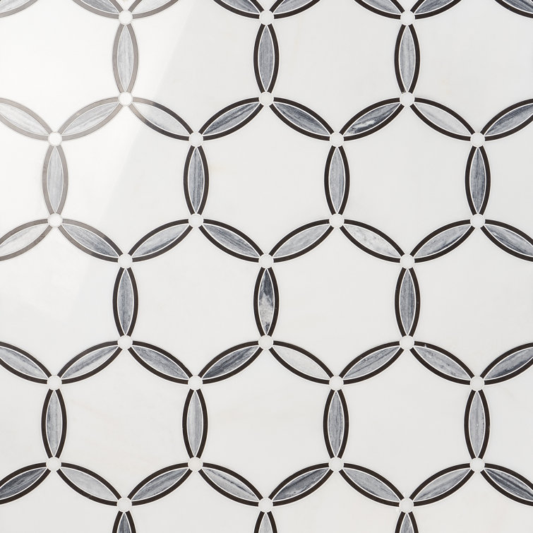 Bianco Polished Marble and Brass Mosaic Tile for Floor and Wall