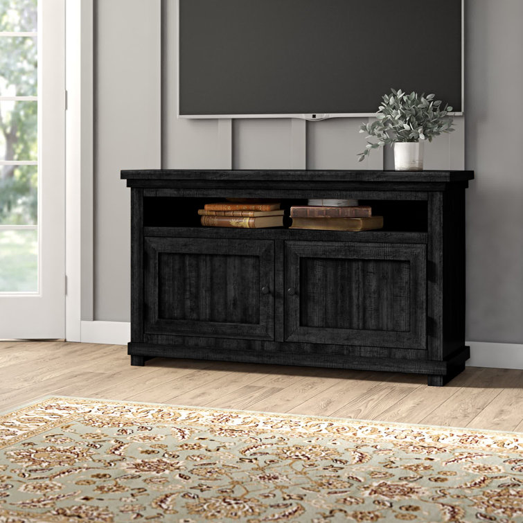 Rustic Salvaged Pine 54'' Black Media Console with Cabinet