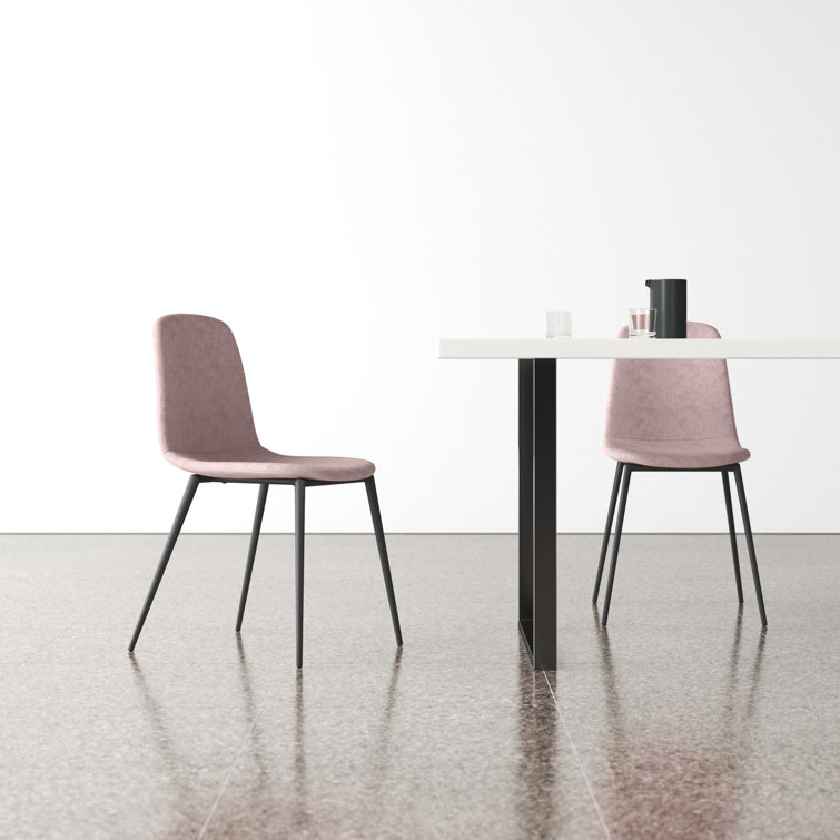 Blush Velvet Upholstered Metal Frame Side Chair Set