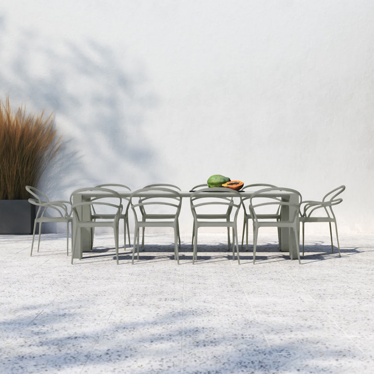 Mila Taupe Extendable 10-Person Outdoor Dining Set with Stackable Chairs