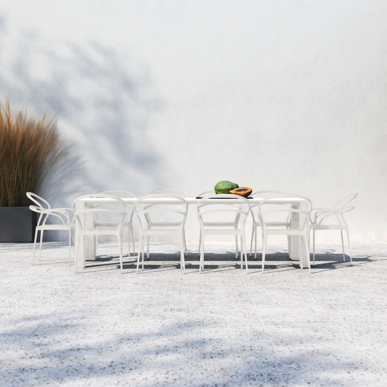 Mila White Extendable 10-Person Outdoor Dining Set