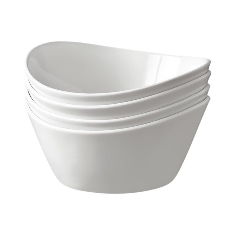 White Ceramic 8'' Serving and Soup Bowls Set