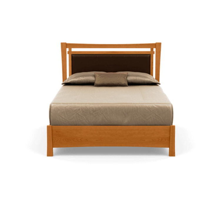 Queen Sand Microfiber Upholstered Storage Bed with Natural Wood Frame