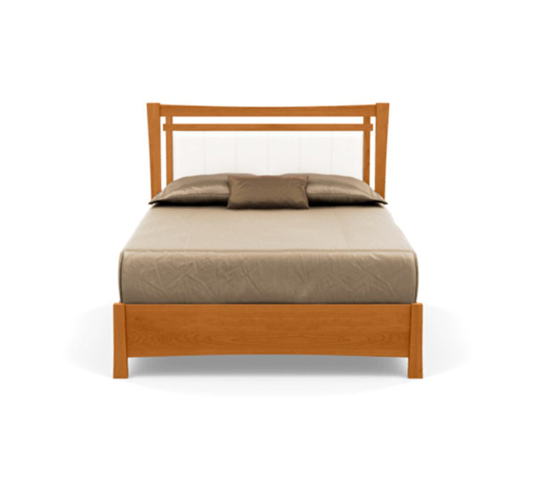 Queen Sand Microfiber Upholstered Storage Bed with Natural Wood Frame