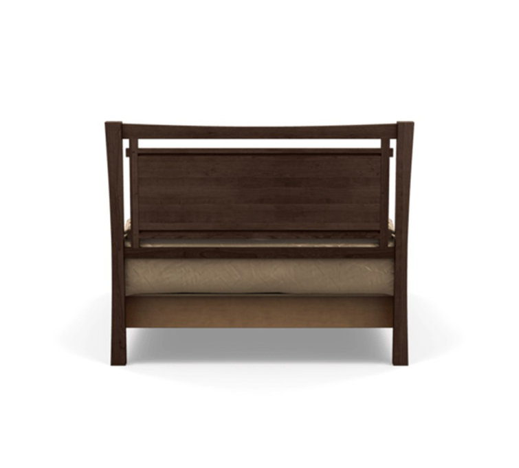 Full Smoke Cherry Wood Platform Bed with Coffee Leather Upholstered Headboard and Storage Drawers