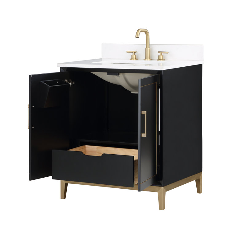 Gracie Midnight Black Single Bathroom Vanity with White Quartz Top