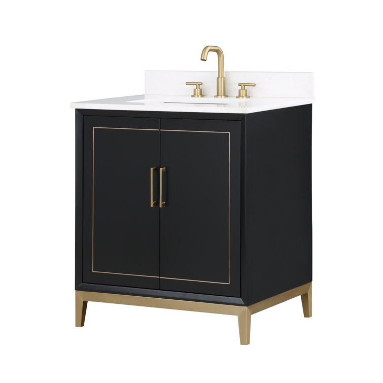 Gracie Midnight Black Single Bathroom Vanity with White Quartz Top