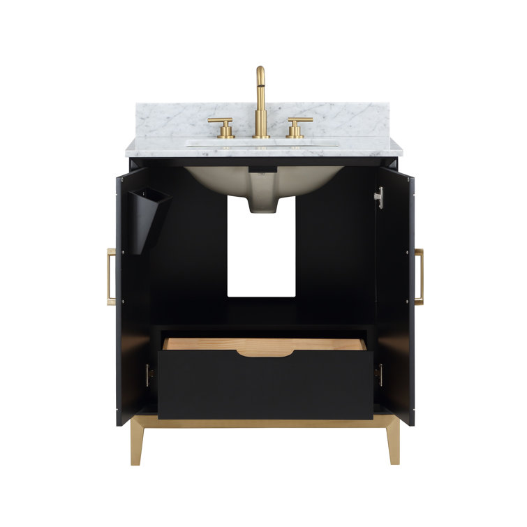 Gracie Midnight Black Single Bathroom Vanity with White Quartz Top