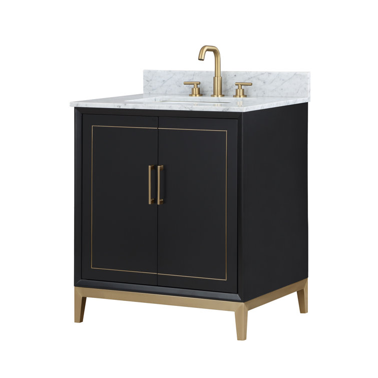 Gracie Midnight Black Single Bathroom Vanity with White Quartz Top