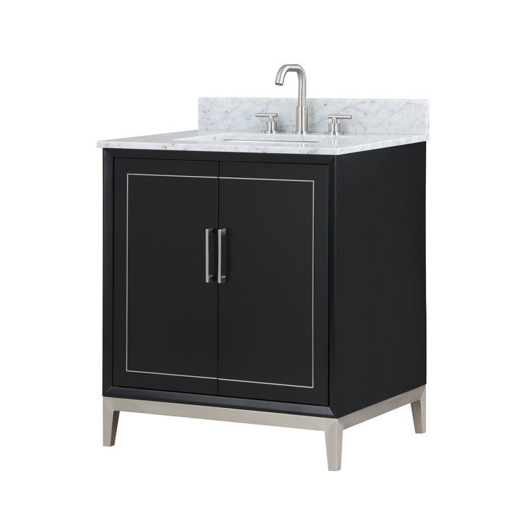 Gracie Midnight Black Single Bathroom Vanity with White Quartz Top