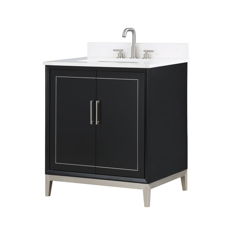 Gracie Midnight Black Single Bathroom Vanity with White Quartz Top