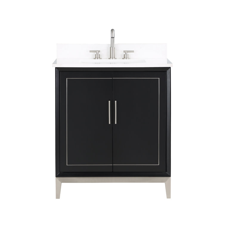 Gracie Midnight Black Single Bathroom Vanity with White Quartz Top