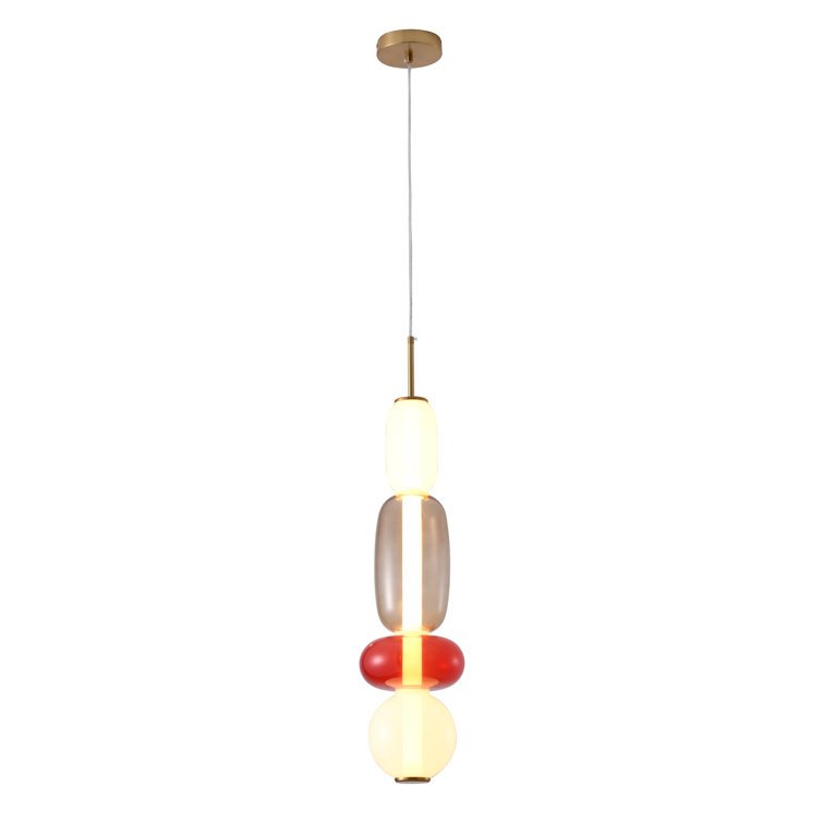 Kiriko Multicolor Glass & Gold Metal LED Pendant Light