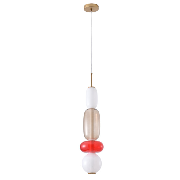 Kiriko Multicolor Glass & Gold Metal LED Pendant Light