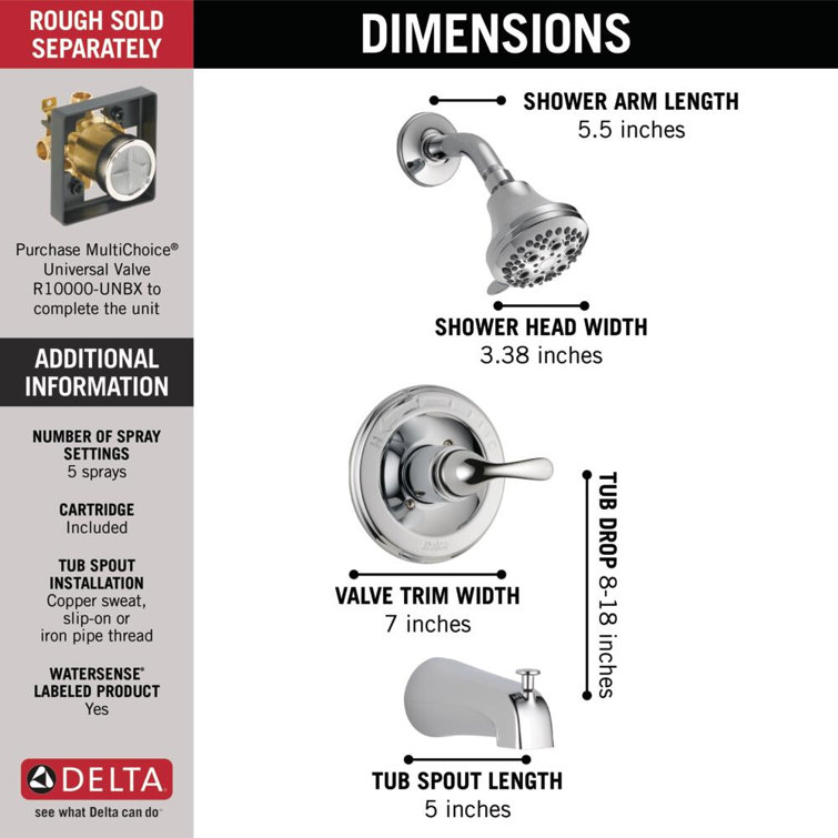 Chrome Single-Function Tub and Shower Faucet Set