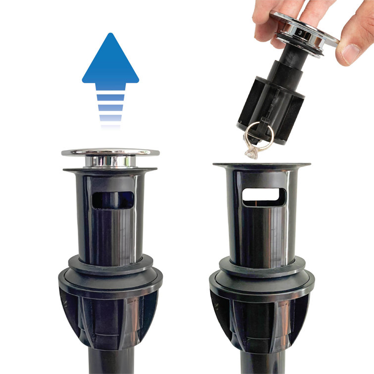 Polished Chrome Push Button Sink Drain with Overflow