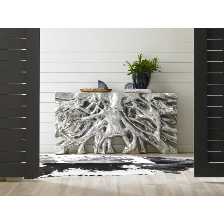 Silver Leaf Cast Wood 60" Rectangular Console Table