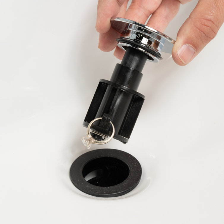 Polished Chrome Push Button Sink Drain with Overflow