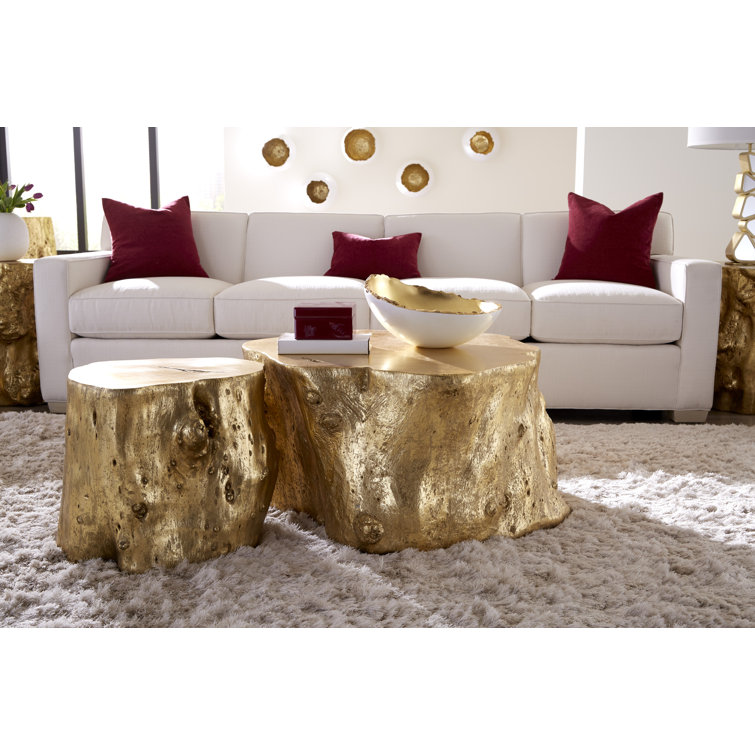 Gold Leaf Log Coffee Table with Storage
