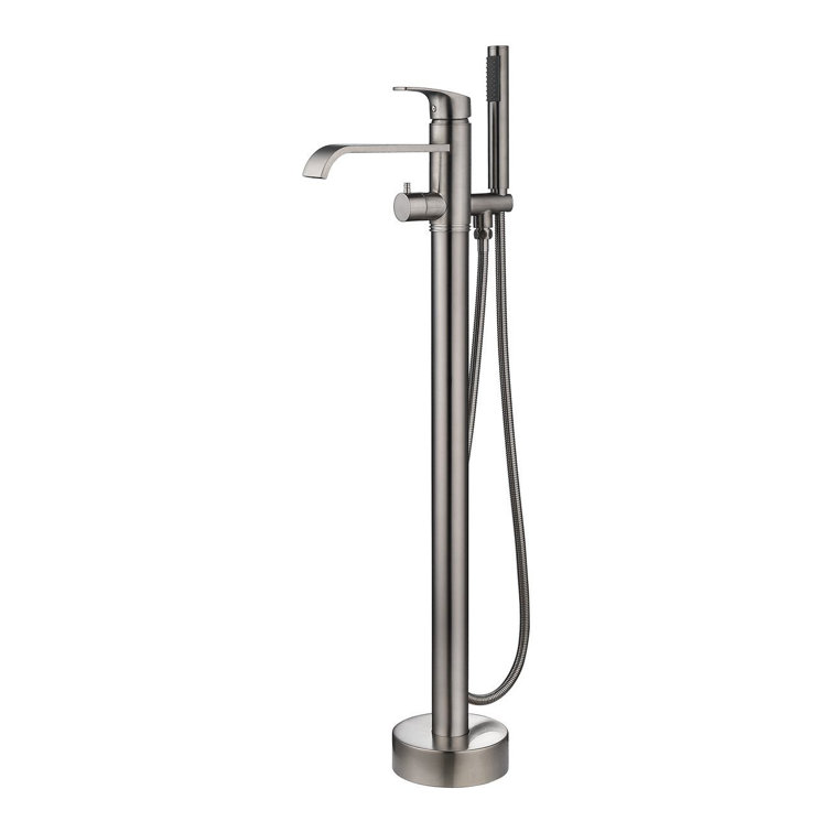 Brushed Nickel Freestanding Tub Faucet with Hand Shower