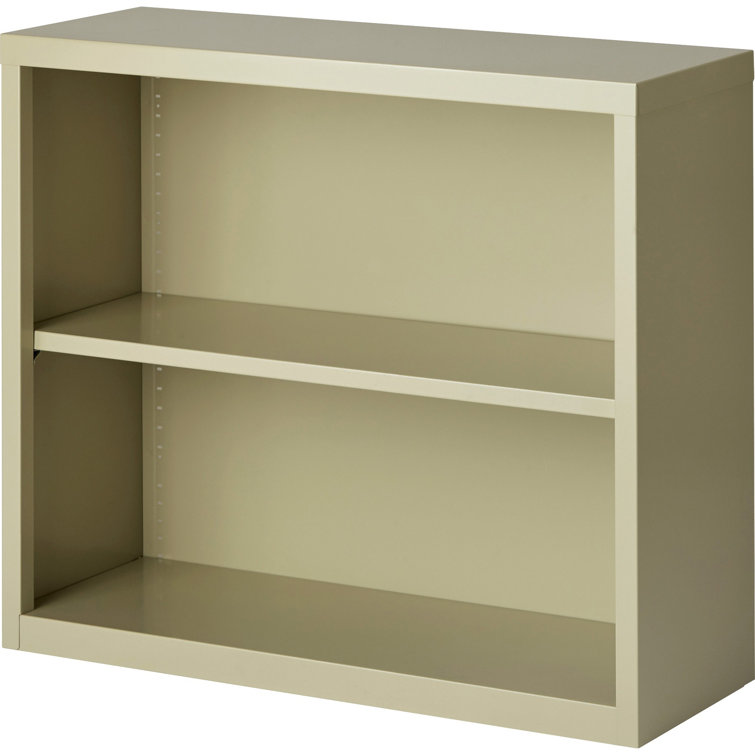 Adjustable Putty 2-Shelf Steel Bookcase with Durable Powder-Coat