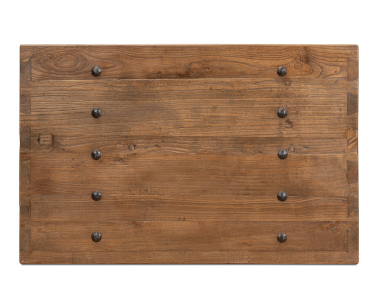 Rustic Rectangular Beige Wood Coffee Table with Storage