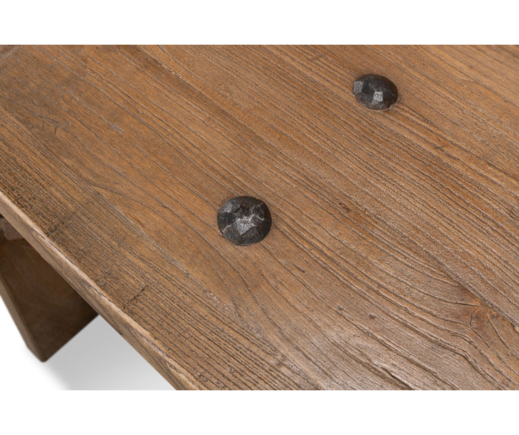 Rustic Rectangular Beige Wood Coffee Table with Storage