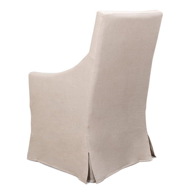 Transitional Beige Skirted Arm Chair with Matching Kidney Pillow