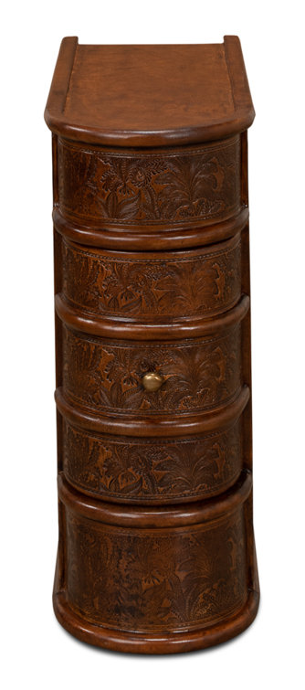 Barnes Embossed Leather and Brass 24" Rectangular End Table