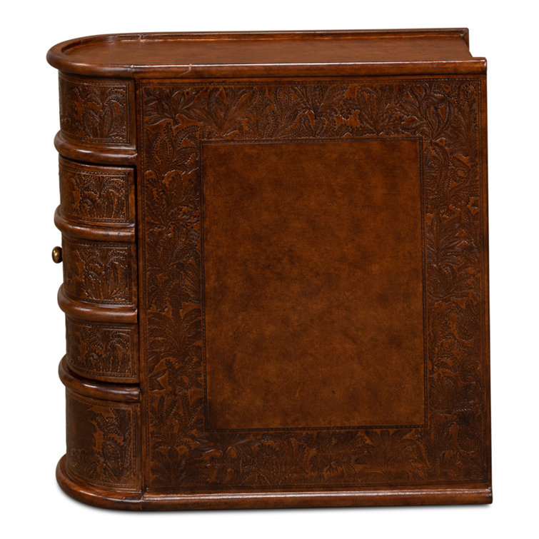 Barnes Embossed Leather and Brass 24" Rectangular End Table