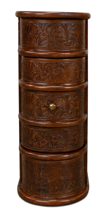 Barnes Embossed Leather and Brass 24" Rectangular End Table