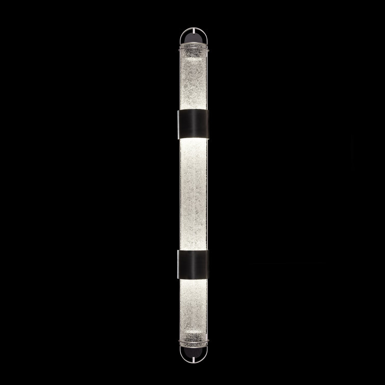 Sleek Black and Silver 4-Light LED Wall Sconce with Clear Glass Detail