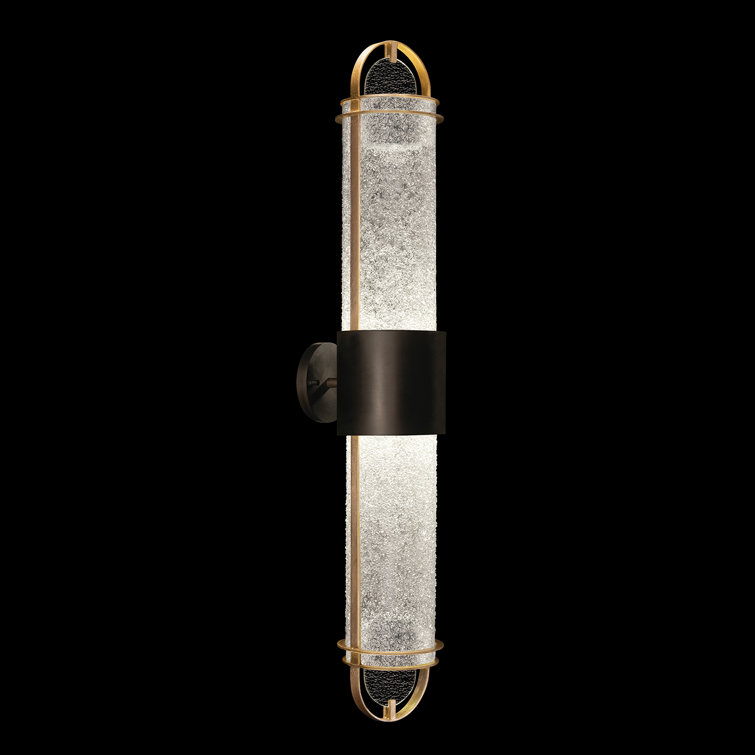 Elegant Black and Gold Dual-Light LED Sconce with Handcrafted Studio Glass