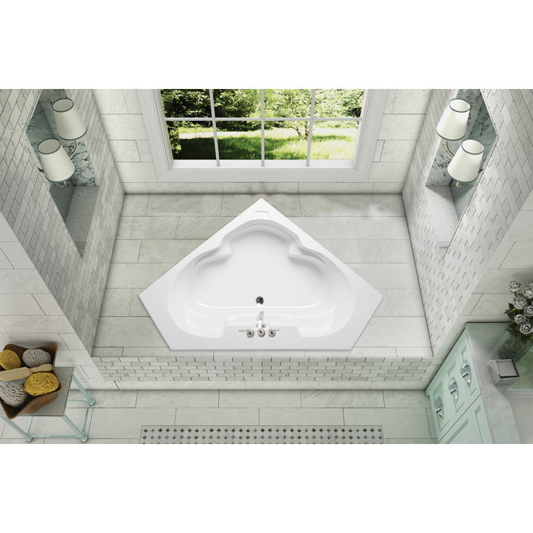 White Acrylic Corner Drop-In Air Jet Bathtub
