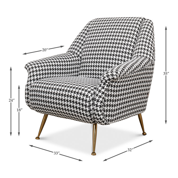 Ziegfeld 32'' Black Linen and Gold-Tone Modern Armchair