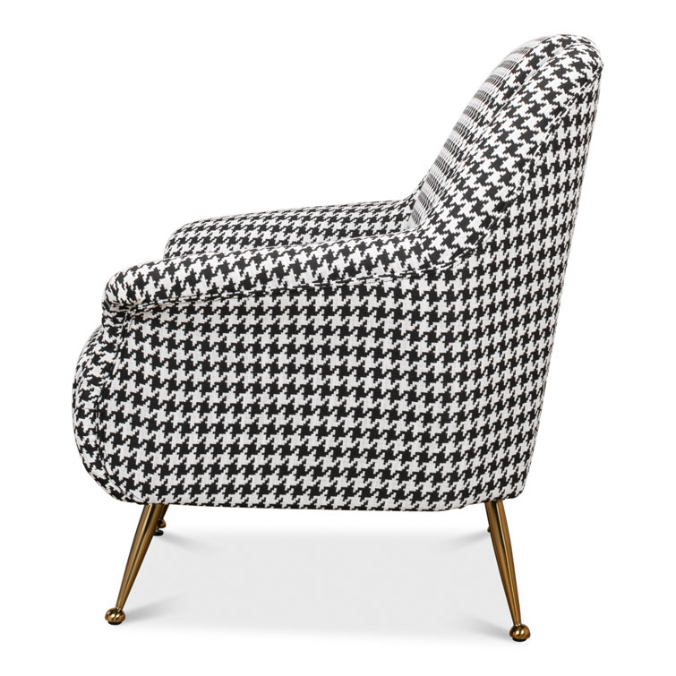 Ziegfeld 32'' Black Linen and Gold-Tone Modern Armchair