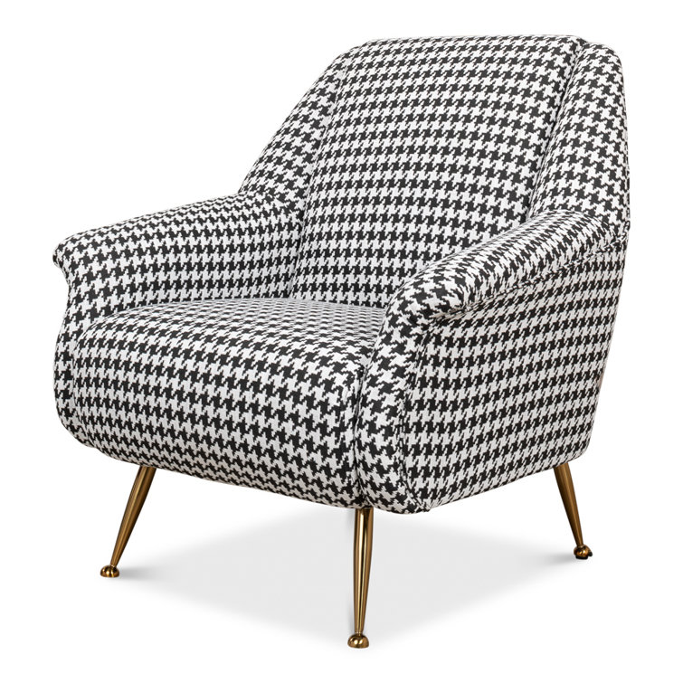 Ziegfeld 32'' Black Linen and Gold-Tone Modern Armchair