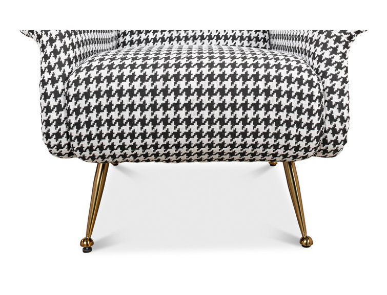 Ziegfeld 32'' Black Linen and Gold-Tone Modern Armchair