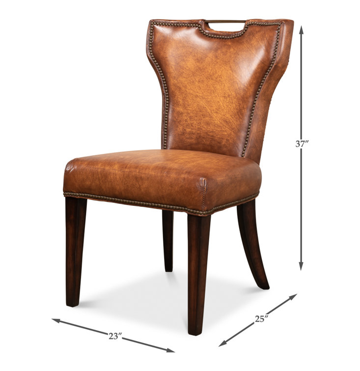 Broderick Traditional Brown Leather Upholstered Side Chair