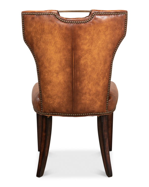 Broderick Traditional Brown Leather Upholstered Side Chair