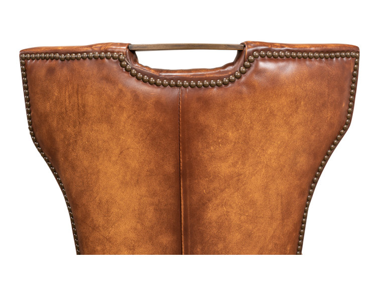 Broderick Traditional Brown Leather Upholstered Side Chair