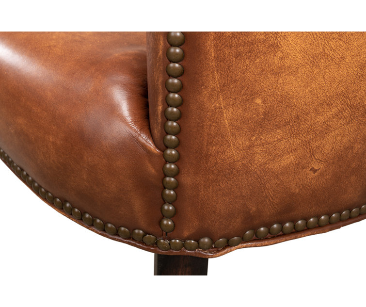 Broderick Traditional Brown Leather Upholstered Side Chair