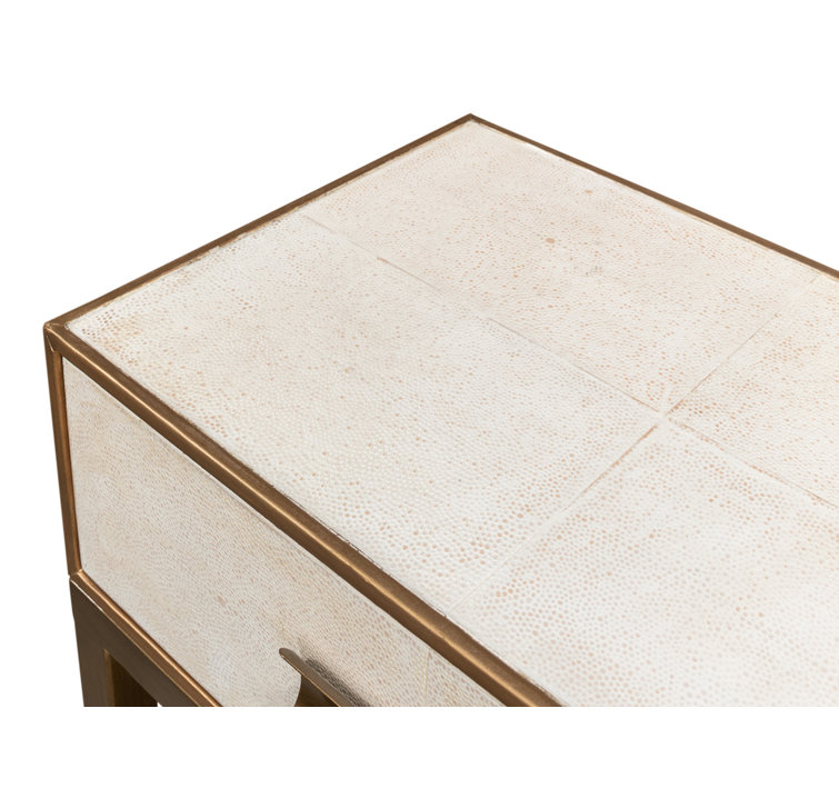 Osprey White Shagreen Console Table with Storage Drawers