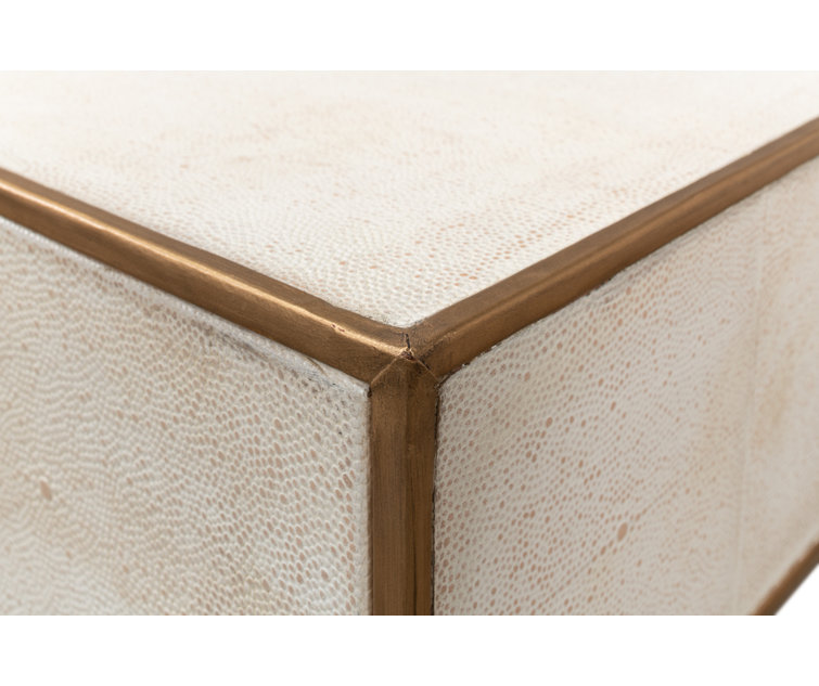 Osprey White Shagreen Console Table with Storage Drawers