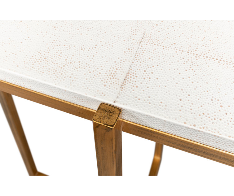 Osprey White Shagreen Console Table with Metal Frame